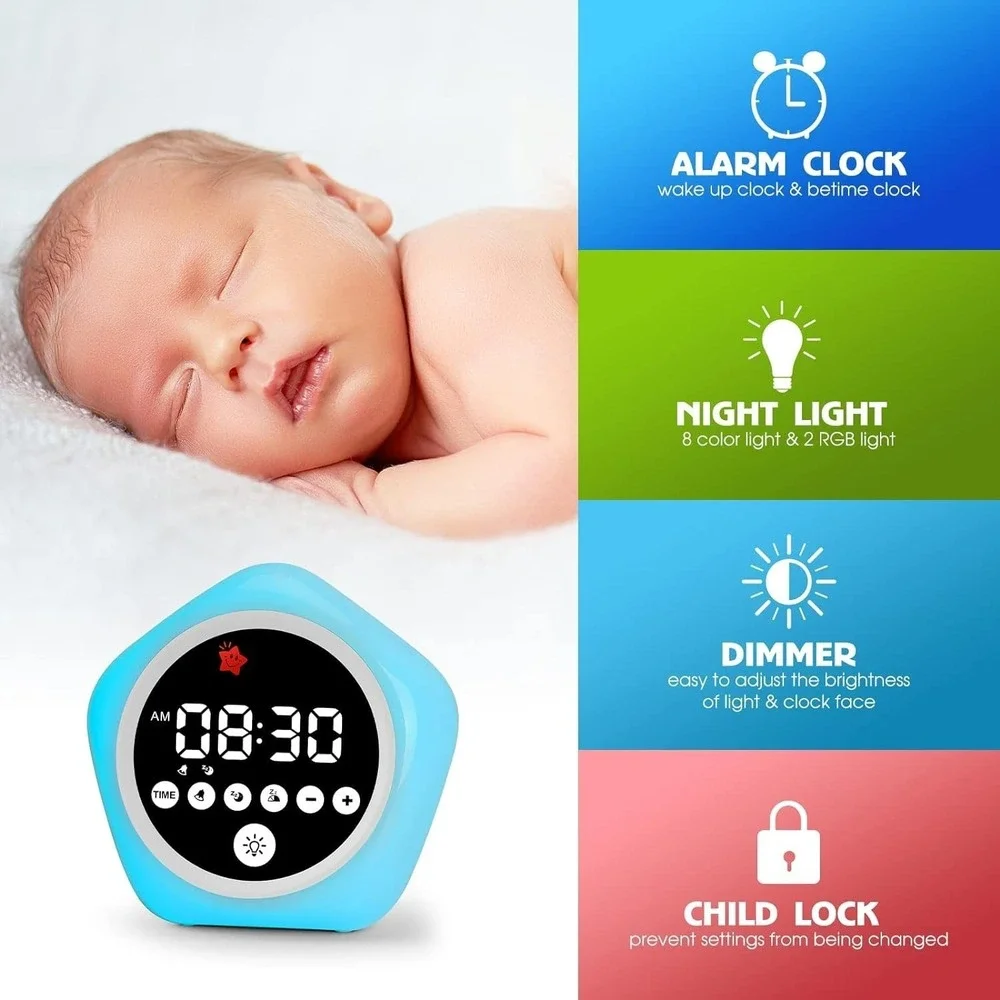 Kids OK To Wake Clock Sleep Trainer Toddler Night Light Color Changing Timer